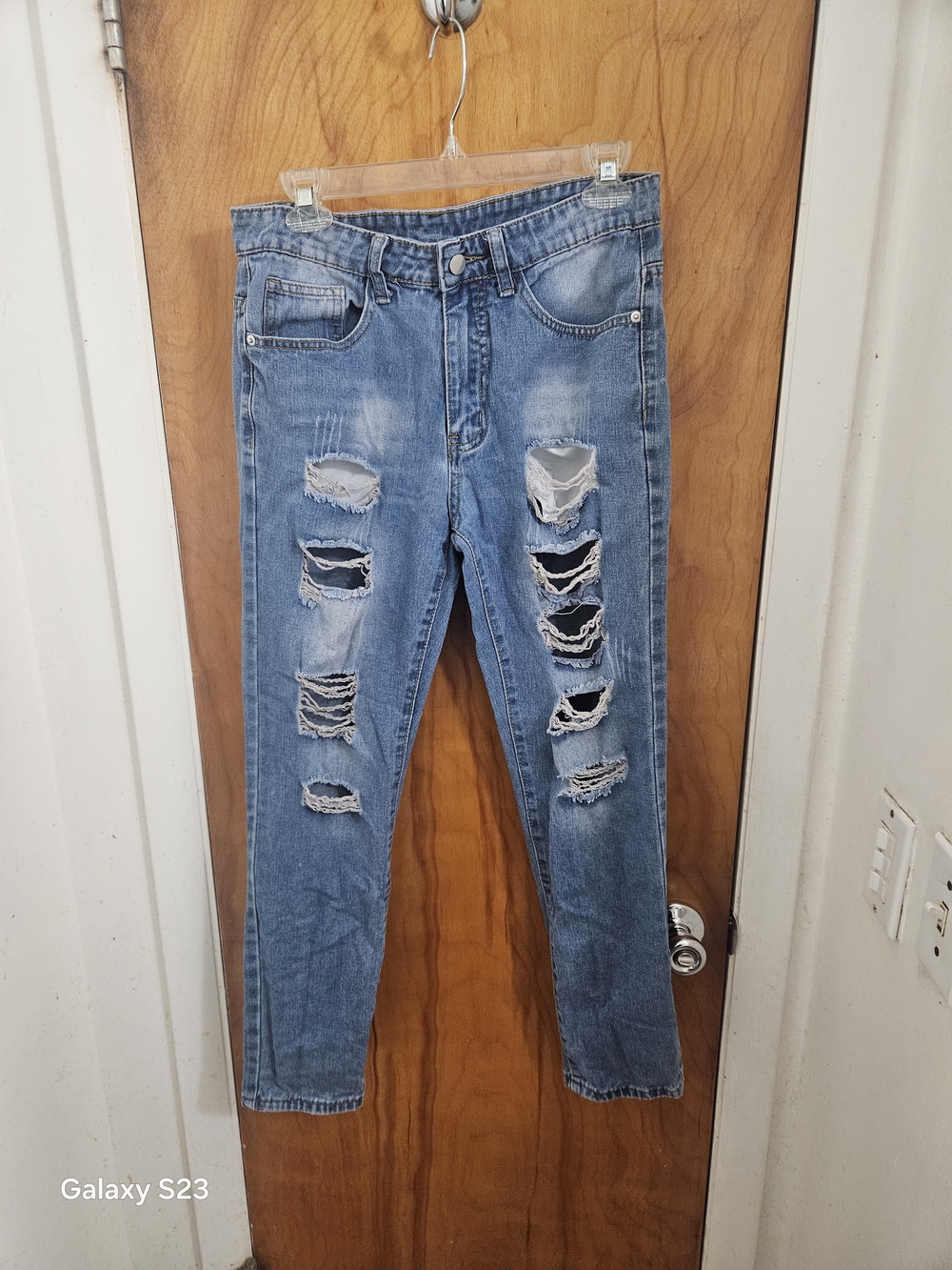 Teenage Boys Light Blue Ripped Skinny Jeans - Distressed Stretch Denim